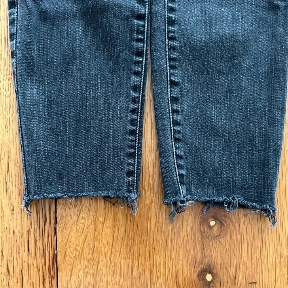 Madewell 9'' Mid-Rise Skinny‎ Ripped Knee Denim Jeans Black Sea Wash Women SZ 25
